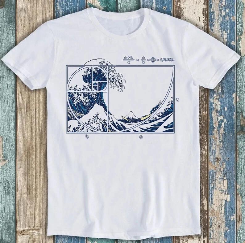 The Great Wave Off Kanagawa Fibonacci Best Seller Funny Gift Tee T Shirt M2093