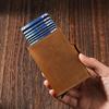 Vintage Crazy Horse Leather RFID Blocking Auto-Pop Card Holder for Men - Double-Layer Aluminum Case Credit Card Wallet