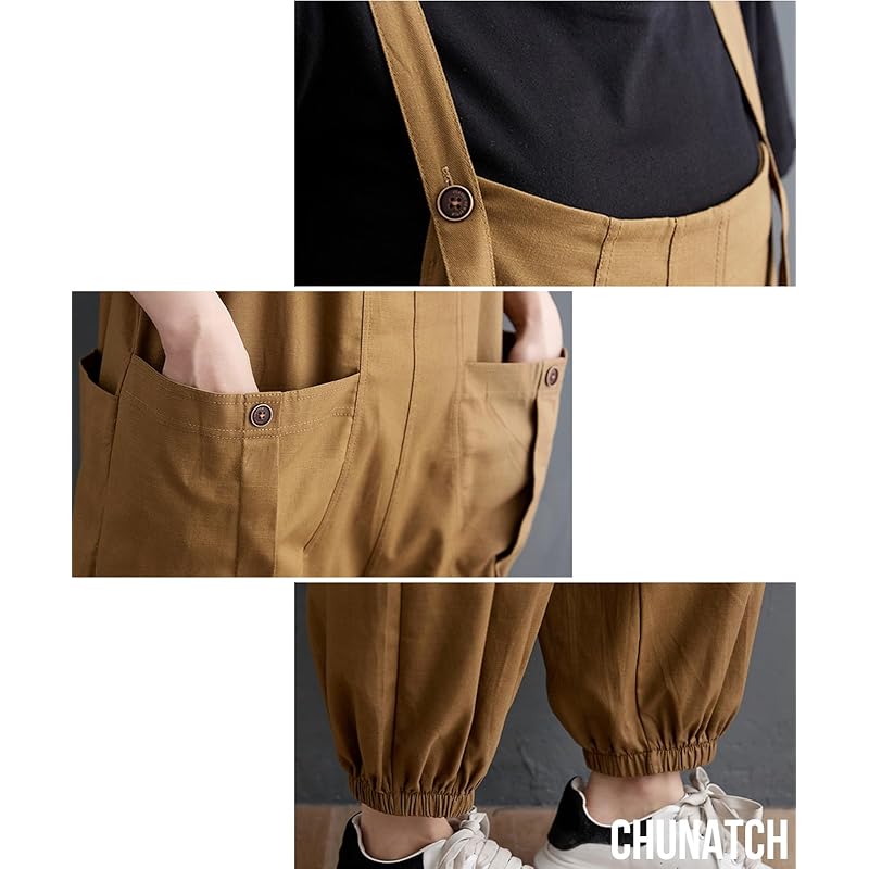 [Tunatch] комбинезон комбинезон брюки все в одном Расслабляющий с карманом весна лето осень женские черные длинные брюки широкие брюки Ноги выглядят длинными тело