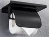 King's Arm Toilet Paper Holder with Shelf, Black (Single)