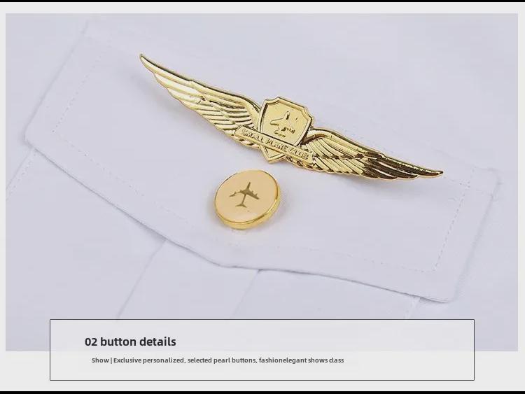 Рубашка с длинными рукавами в стиле пилота ВМС: Унисекс профессиональная одежда для бортпроводников и капитанов