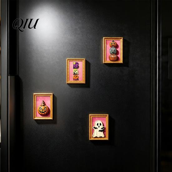 Magnetic Refrigerator Accessories Halloween Pumpkin Frame Magnet, Vintage Ghost Fridge Whiteboard Decorative Magnet for Holiday Party Waterproof