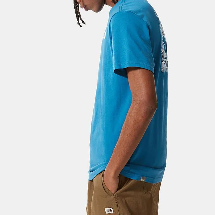 THE NORTH FACE T-Shirts Men's Blue Crew Neck Moderate Straight Fit (Unisex) T-Shirts 25489023 | Active Blue