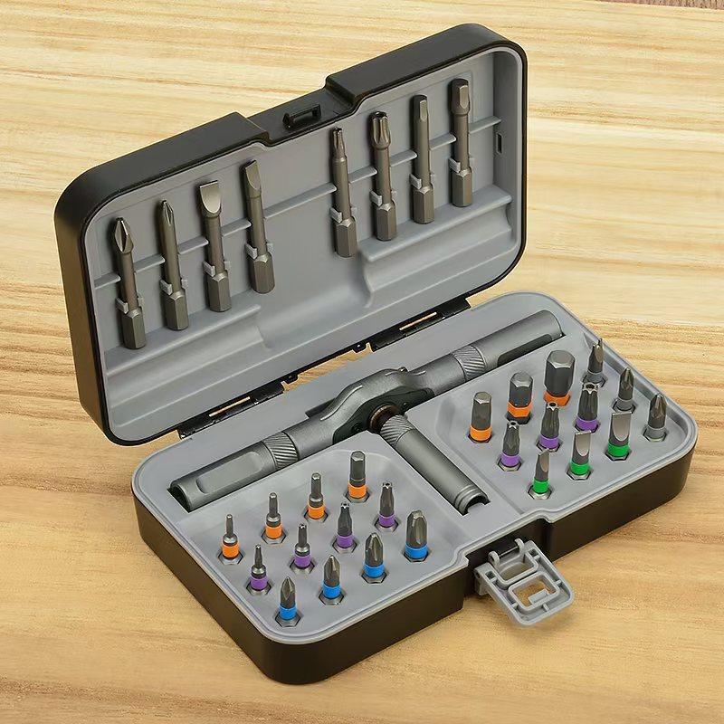 Multifunction Ratchet Screwdriver Set Comfortable Easily Recognizable Color Ring Design Screwdriver Bits Repair Tools