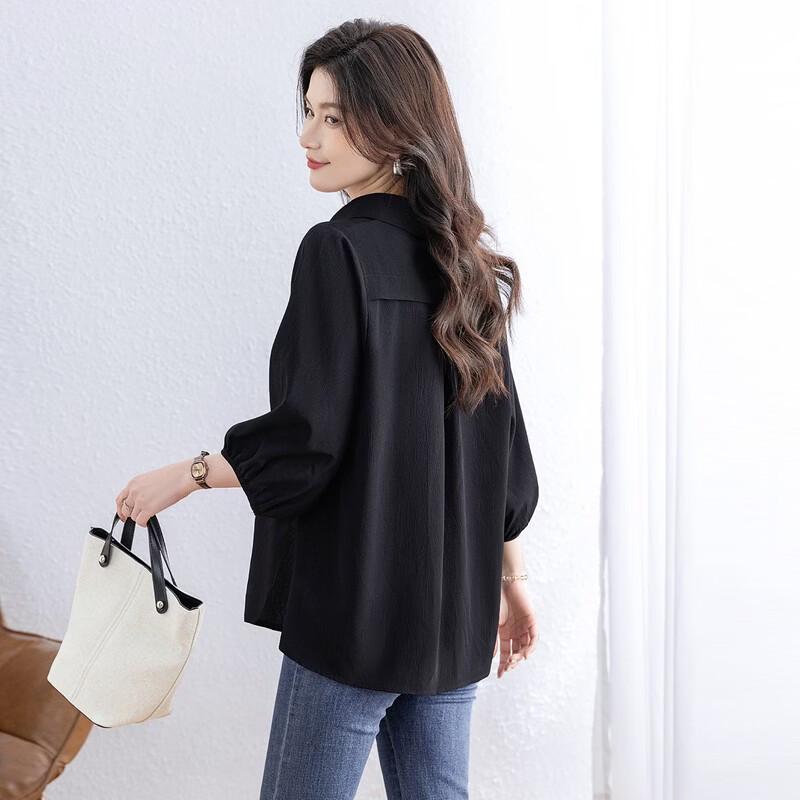 Sybelle Women's Solid Lapel Commuter Blouse