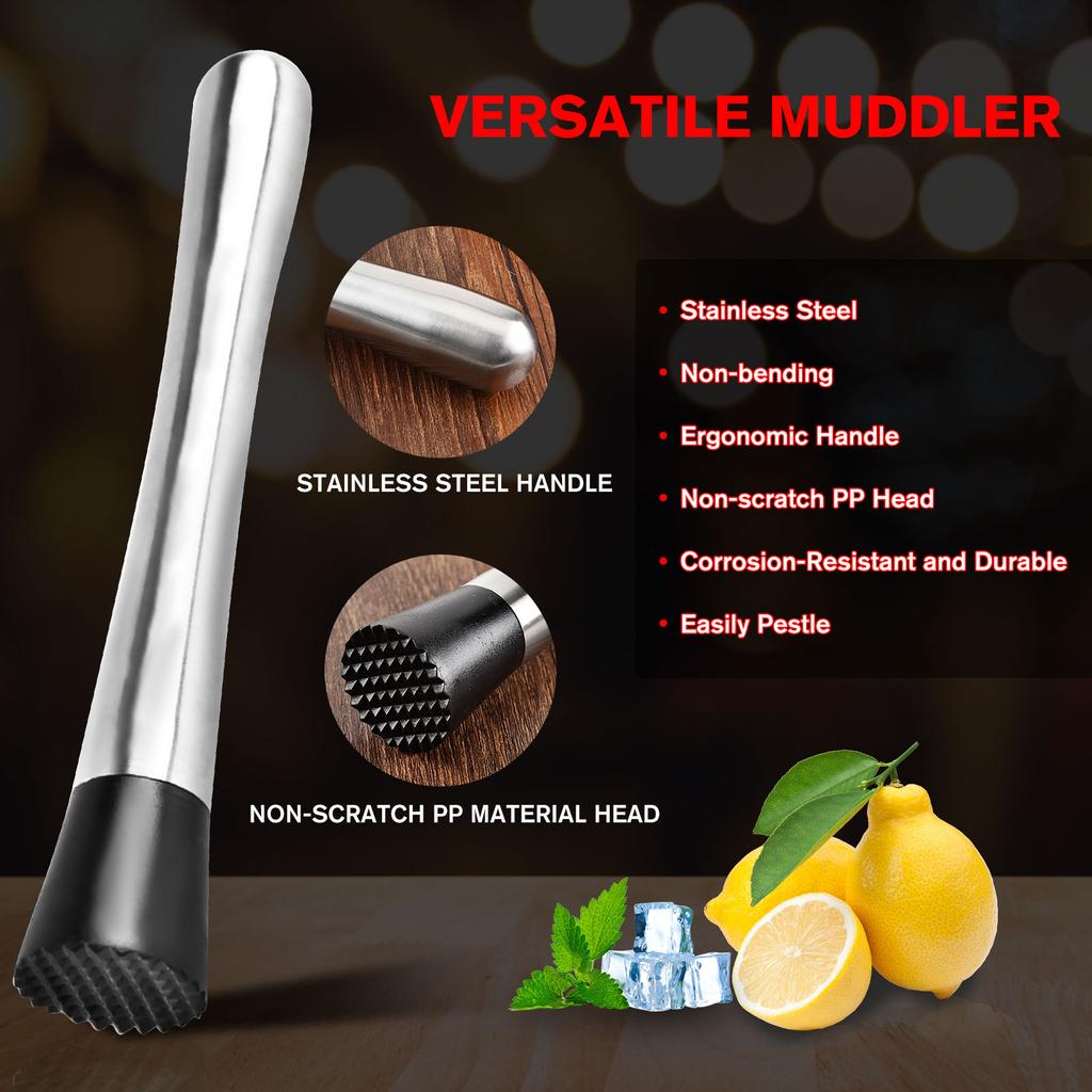 Stainless Steel Cocktail Muddler Mojito Muddlers Drink Muddler Ice Crushing Bar Ideal Bartender