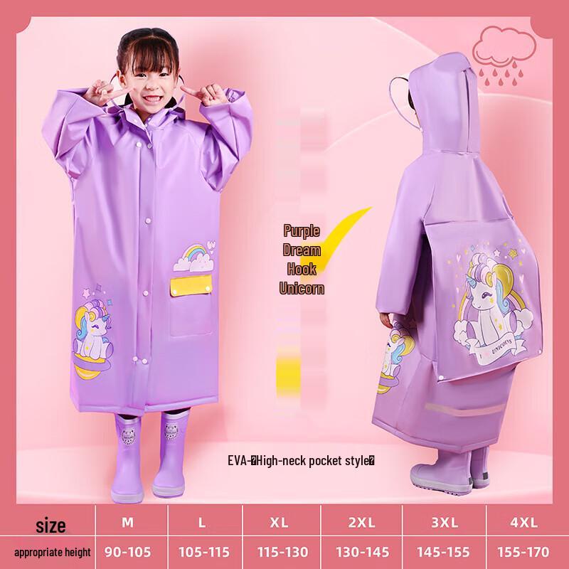 Children's EVA Cartoon Raincoat with Backpack Slot