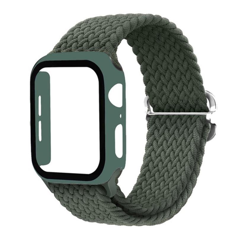 Стеклянный корпус плетеный ремешок Solo Loop для Apple Watch 45/44 41 40 мм 42 мм 38 мм эластичный браслет для Iwatch Series 8 Se 7 6 5 4 3