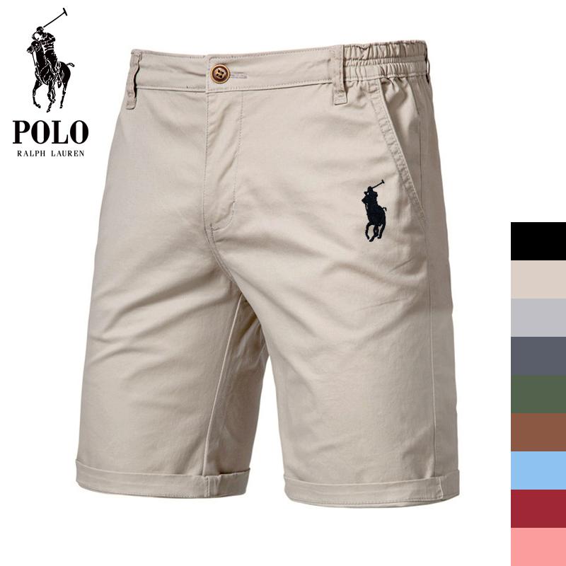 Polo Ralph Lauren Summer Pony Embroidered Cotton Solid Color Shorts for Men High Quality Casual Business Social Elastic Waist Beach Shorts