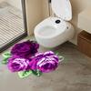 Plush Floor Mat Quick-Drying Non-Slip Backing Rose Flower Shape Rug Easy To Clean Decorative Living Room
