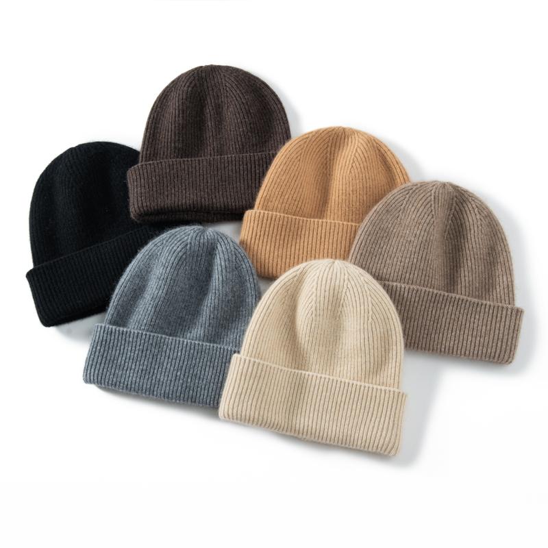 High Quality 100% Cashmere Knitted Hat for Women and Men Casual Beanie Hat Thicken Cap Winter Soft Warm Cashmere Caps Unisex