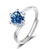 Bague Ringen Кольцо из стерлингового серебра 925 пробы, 1 карат, муассанит, ювелирные изделия с бриллиантами, снежинка, регулируемые кольца с шестью когтями для женщин