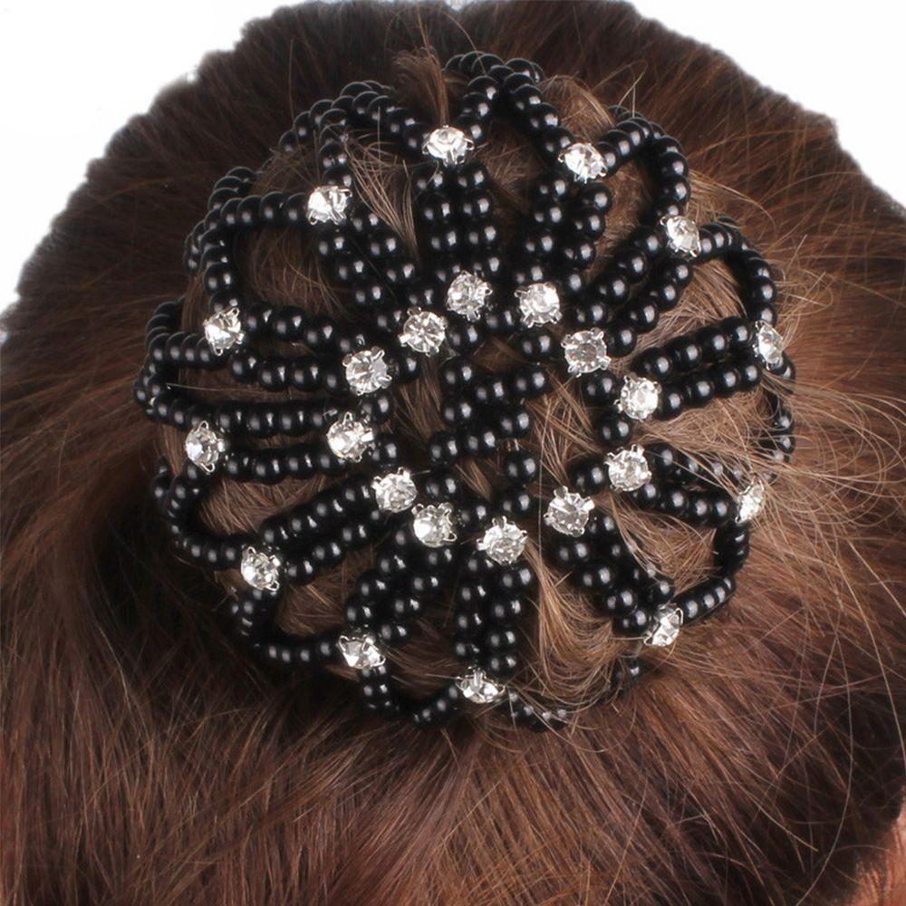 Furling Ornament Balle Crochet Elastic Crystal Handmade Pearl Hair Nets Bun Net Hair Bun Headwear