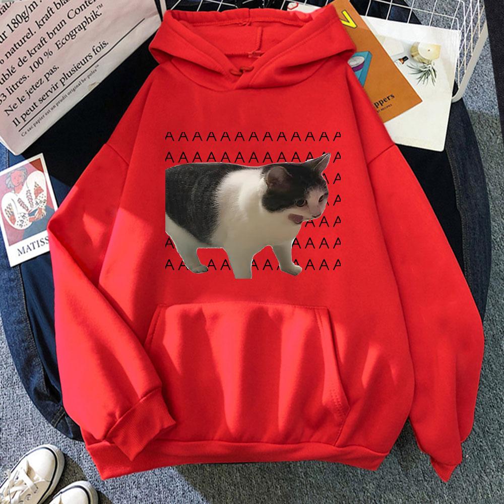 Милые толстовки с рисунком кота и мема унисекс эстетическая одежда осень-зима флисовые толстовки повседневные с длинным рукавом Sudadera смешные