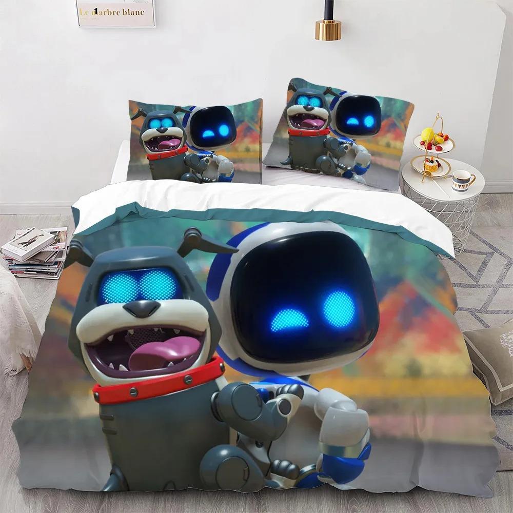 Astro Bot Cute Cartoon Bedding Set Duvet Cover Pillow Case Single Double King Size Adult Boys Bedroom