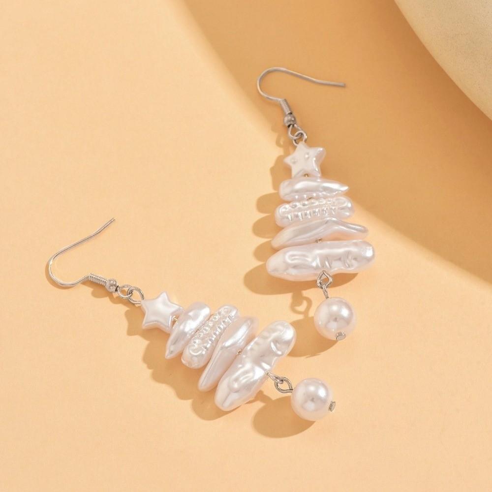 Elegant Faux Pearl Jewelry Vintage Dangle Pendant Earrings New Christmas Tree Necklace Xmas Gift