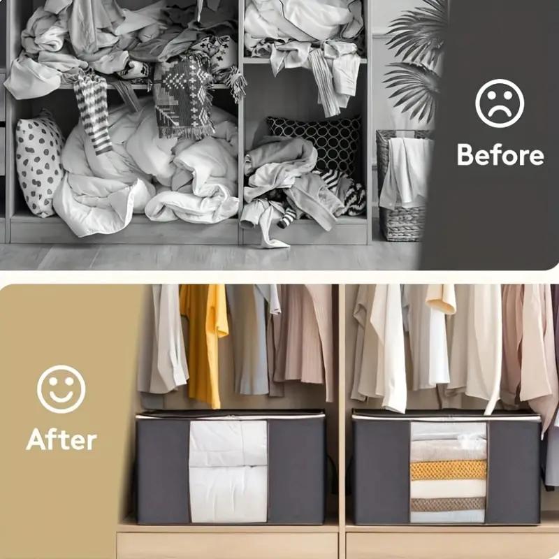 3pcs Large Storage Bag, Foldable Clothes Storage Box, Camping Sleeping Bag Storage Bag with Zipper and Lid,Suitable for Clothes