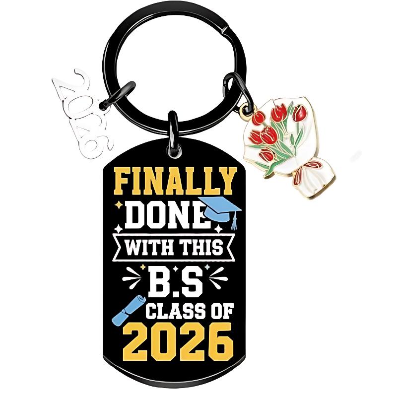 Подарки на выпускной 2026 года Брелок из нержавеющей стали Персонализированный брелок Сувенир на выпускной Школьный модный кулон Аксессуары