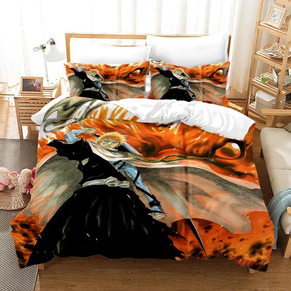3D Anime Bleach Kurosaki Ichigo Duvet Cover Pillowcase Bedding Collection Double Twin Full Queen King Adult Kids Bedclothes Quilt Cover