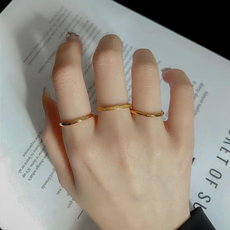 3 шт./комплект Кольца для stacking Vintage Позолоченные 18K Нержавеющая сталь Кольца для женщин Модные ювелирные изделия Подарок Простое кольцо