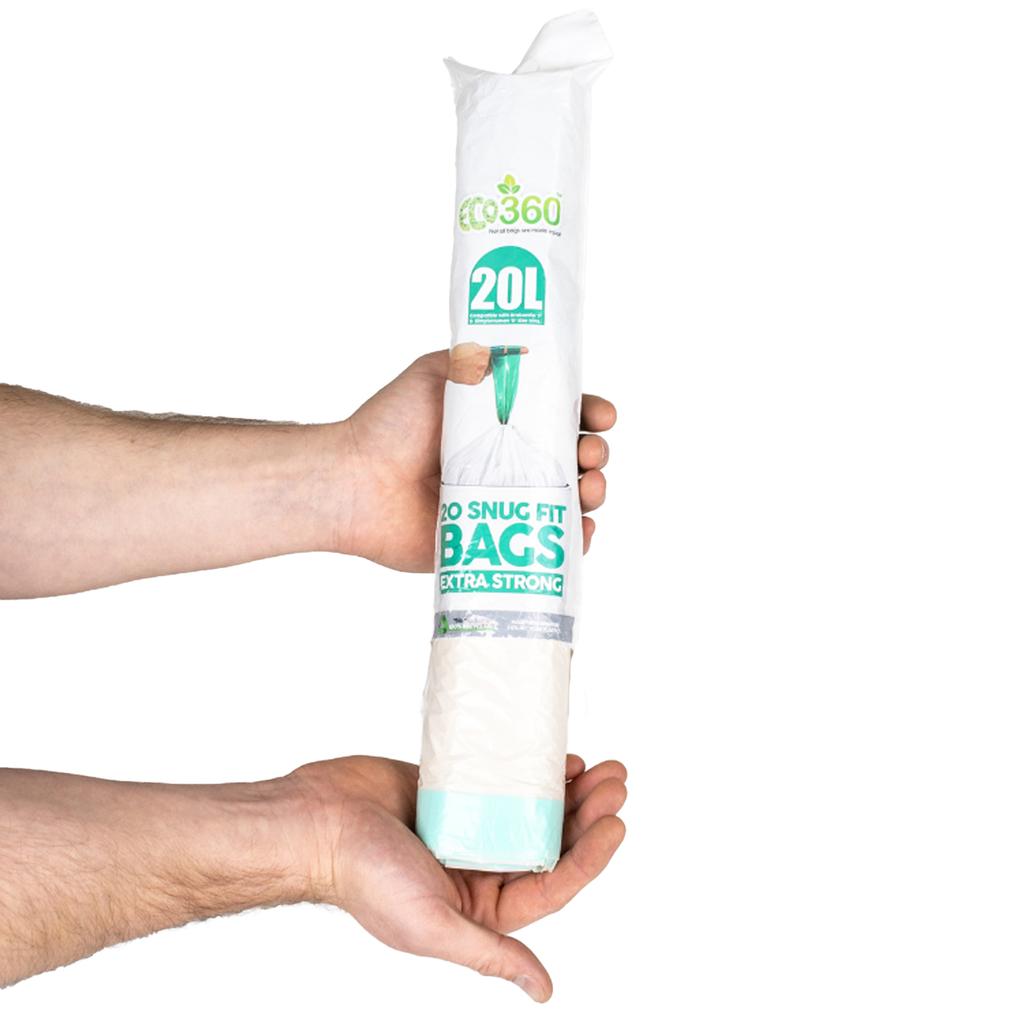 Eco360 Extra Strong Kitchen Drawstring Bin Liners 20L 20pk