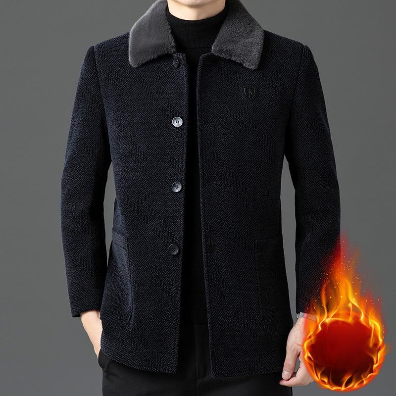 High-end Woolen Coat Men's Coat Top Lapel Jacket Spring and Autumn New Fashion Casual Woolen Jacket Men