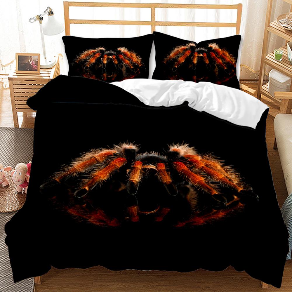3D Print Microfiber Tarantula Printing Bedding Set - Insect Theme Duvet Cover with Black & Brown Spider