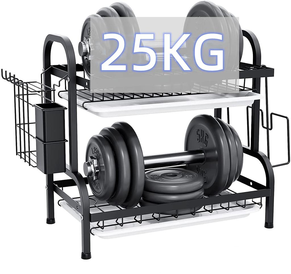 Fengfeng Сушильная машина из легированной стали, сушилка для посуды, большой нож для еды, разделочная доска, кухонная утварь, хранение, можно сушить, легко собрать, 2 полки, корзина, емкость,