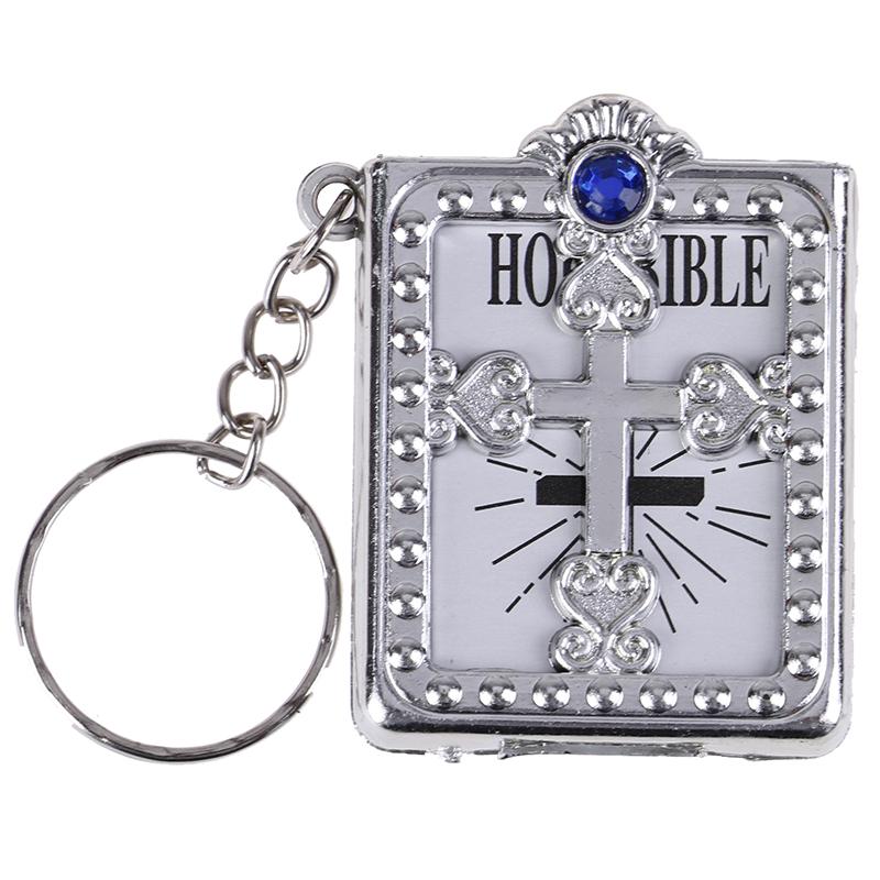 Mini Holy Bible Keychain Religious Christian Jesus Cross Key Chain Keyring
