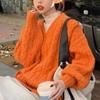 Autumn and Winter Thick V-Neck Twists Pullover Sweaters Women Fashion Solid Loose Outerwear Warm Knitted Sweater Woman Sweet Casual Warm Jumper 24756