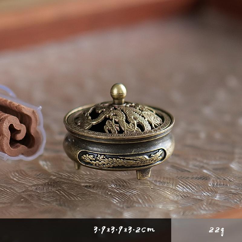 Антикварная медная курильница для благовоний, нелипкий порошок, маленькие благоприятные спиральные благовония, домашний аромат для помещений, долговечная ароматерапия