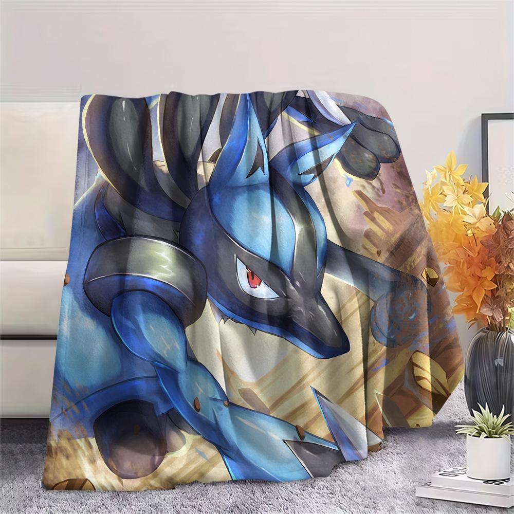 Lucario 3 Print Flannel Blanket, High quality Comfortable for All Seasons, Home Decor, Warmth and Comfort