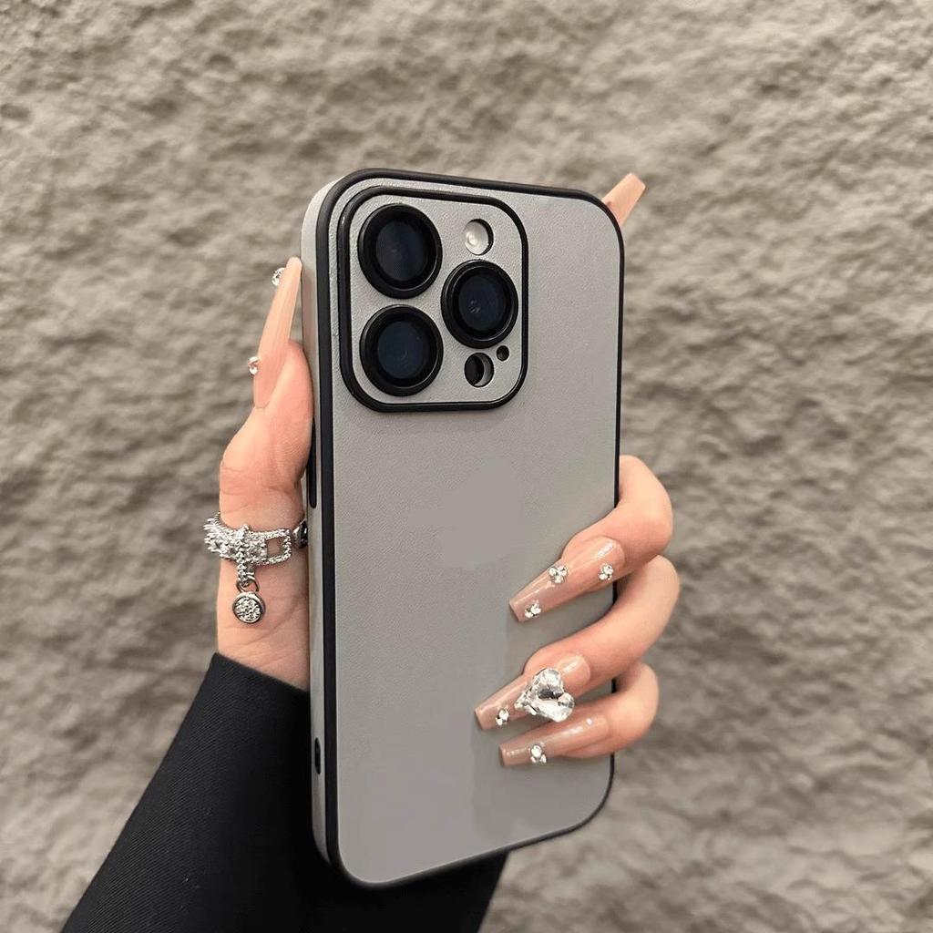 Чехол для телефона из ПУ кожи для iPhone 16 15 14 Plus 13 12 11 Pro Max Защита объектива Мягкий силиконовый бампер Ударопрочный Матовый чехол