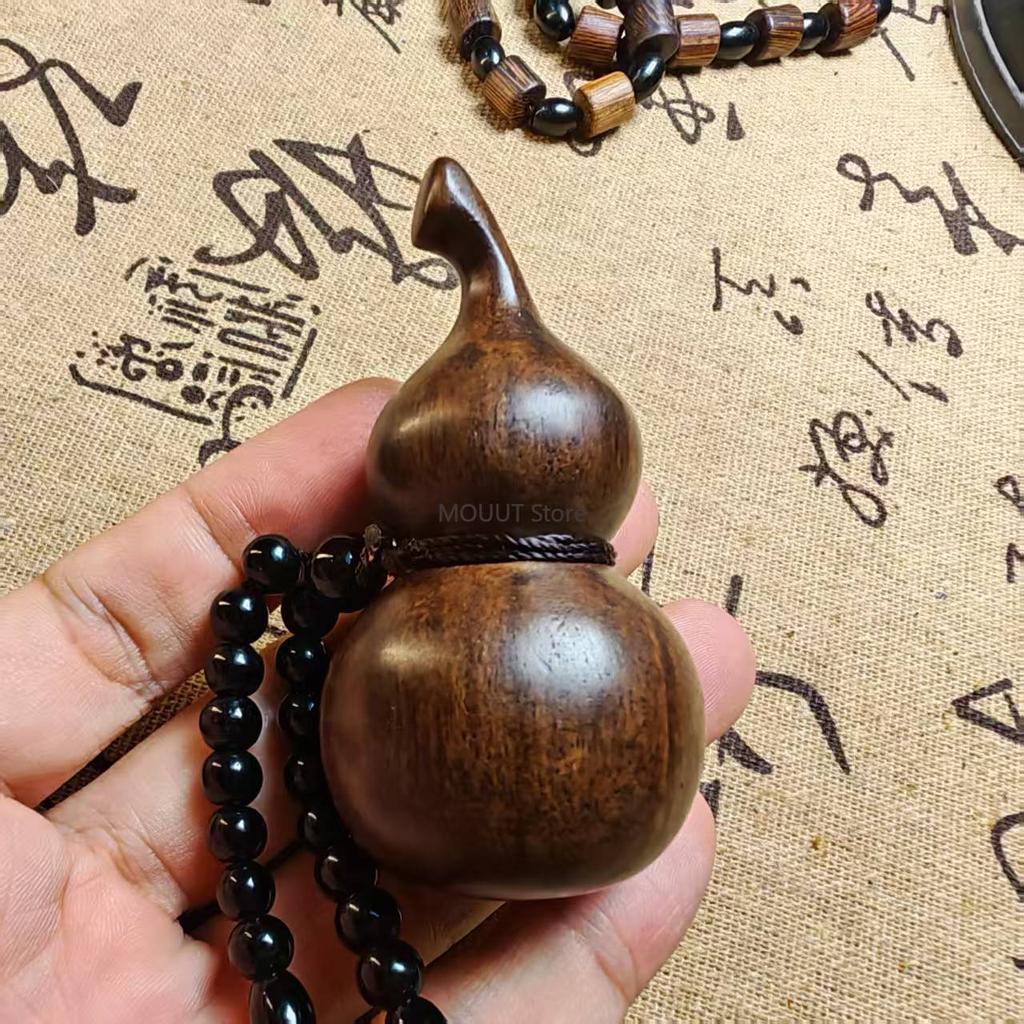Натуральный Агарвуд Мини-Тыква Подвеска Ручная Резьба Винтажные Деревянные Украшения для Женщин Мужчин Духовный Подарок Фигурки Аксессуары