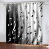 Black White Classic Art Design Note Instrument Piano Free Shipping 2 Pieces Thin Shading Window Curtain for Living Room Bedroom
