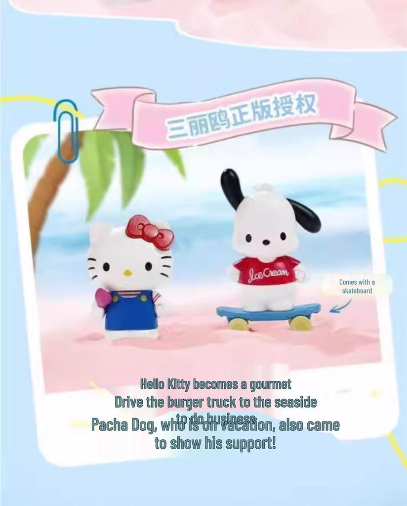 Hello Kitty Cinnamoroll Hamburger & Ice Cream Truck Building Blocks Toy