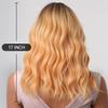 Bob Wavy Synthetic Wigs With Bangs for Women Blonde Ombre Medium Length Water Wave Wig Heat Resistant Fiber Hair Party Cosplay