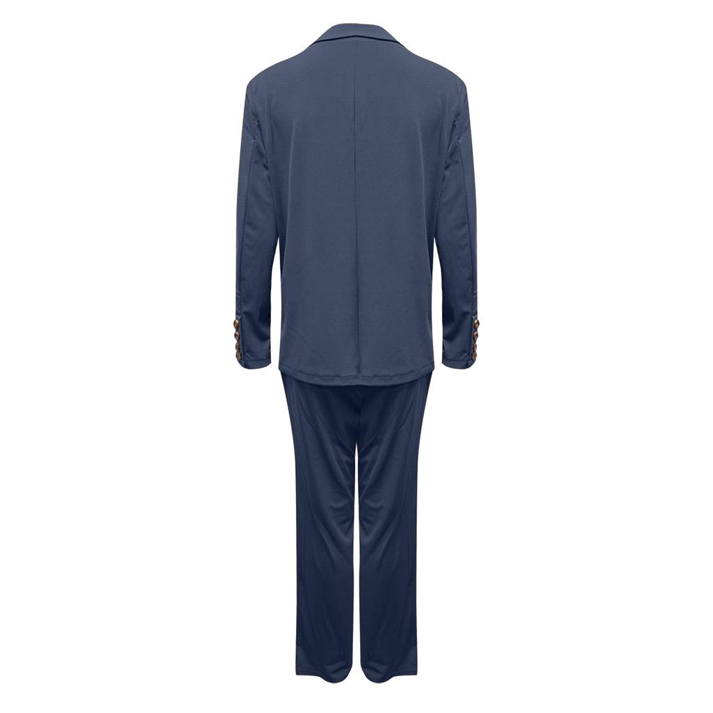 Женский повседневный однотонный кардиган с длинными рукавами и лацканами, куртка, брюки, костюм