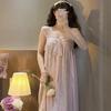 Ночная рубашка женская тонкая сетка сексуальная весна и лето ночная рубашка домашняя французская придворная