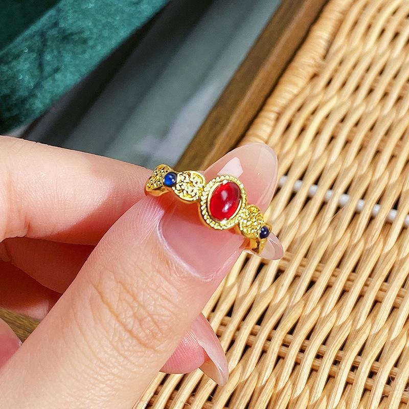 Кольцо с узором «Золотая эмаль, капля масла», Женское средневековое изысканное кольцо на указательный палец высокого класса, Модное кольцо в придворном стиле, Кольцо частичного богатства