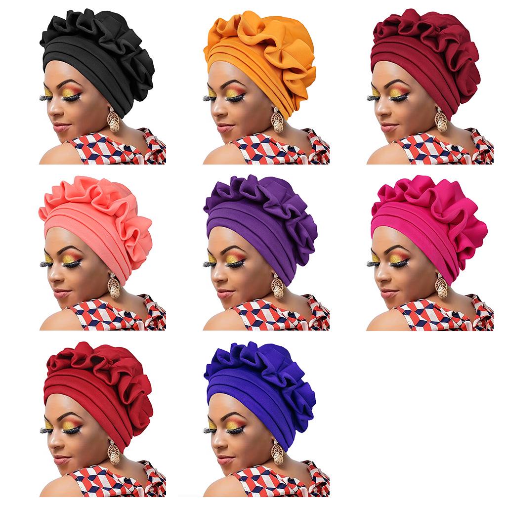 Африканская мода Платок-шапка с цветком ананаса - Универсальная однотонная повязка для женщин