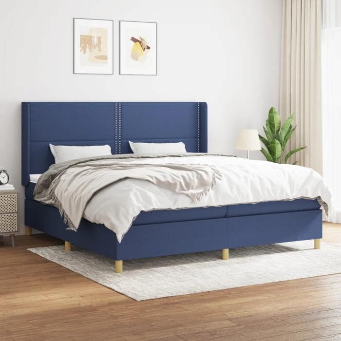Maison Exclusive - Sommier à lattes de lit avec matelas Bleu 200x200 cm Tissu