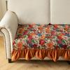 American Sofa Cover Cushion Living Room Sofa Cushion Four Seasons General Non-slip Retro Flower Jacquard Embroidery Sofa Cover
