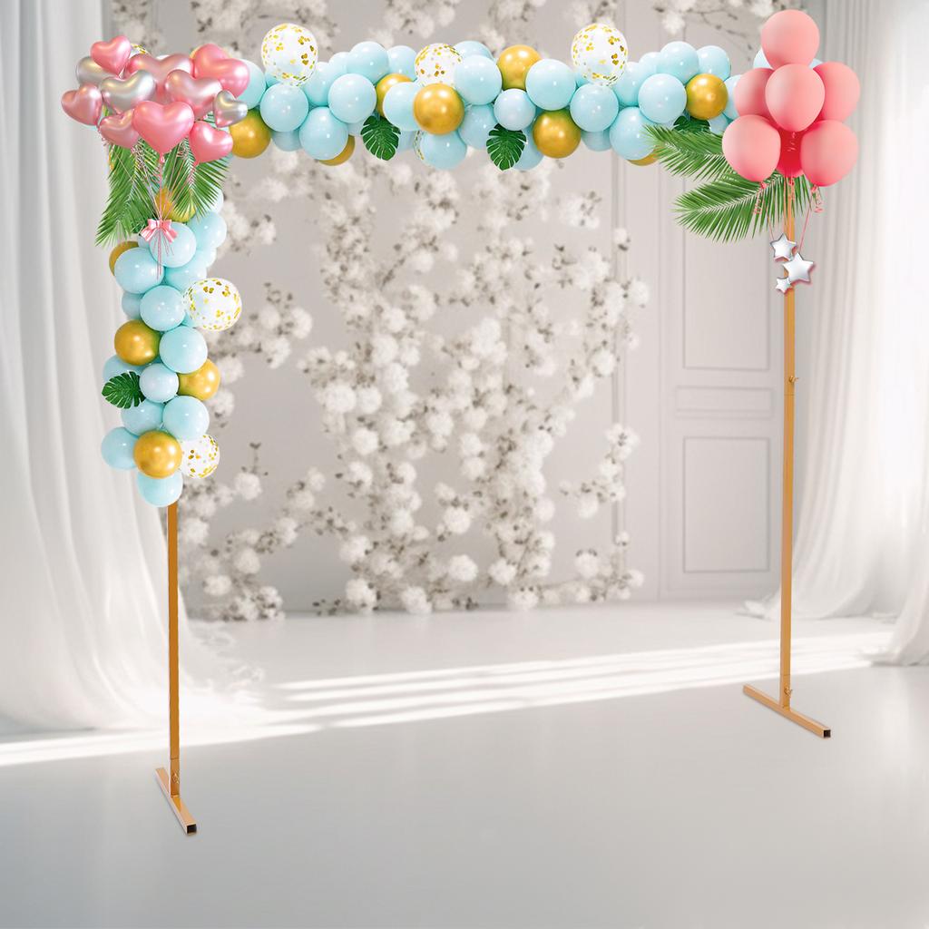 6.6x6.6FT Square Metal Wedding Arch Stand Flower Balloon Arch Stand Backdrop Frame Height Adjustable for Ceremony Party Decor