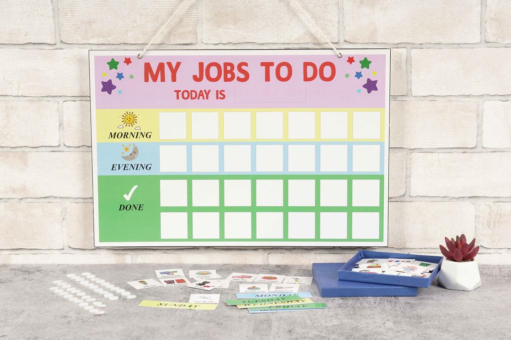 Inkdotpot Контрольный список ежедневных обязанностей детей, вывешивание таблицы домашних дел - плакат с заданиями детей - утренняя и вечерняя ежедневная рутина - ежедневная задача