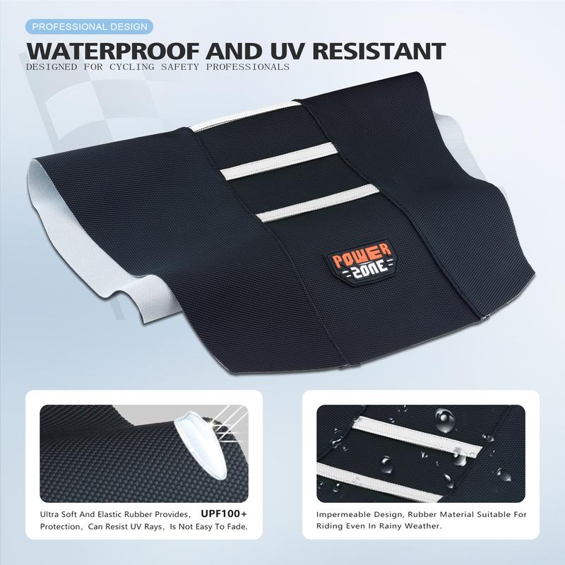 Powerzone Universal Motorcycle Ribbed Seat Cover Soft Waterproof Non-slip Seat Cushion For SXF EXC KXF CRF YZF WR TC TE