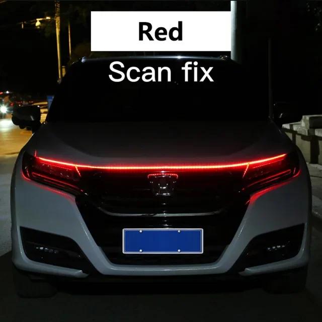 Светодиодные дневные ходовые огни, сканирование, запуск капота автомобиля, декоративные фонари DRL, направляющая для капота двигателя, декоративная лампа окружающего освещения 12 В