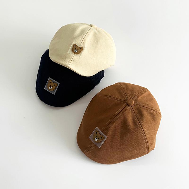 Мультяшный медведь для мальчика и девочки, берет, кепка, симпатичная, дышащая, мягкая, хлопковая, детская, кепка, повседневная, для путешествий, для малышей, для газетчиков, береты