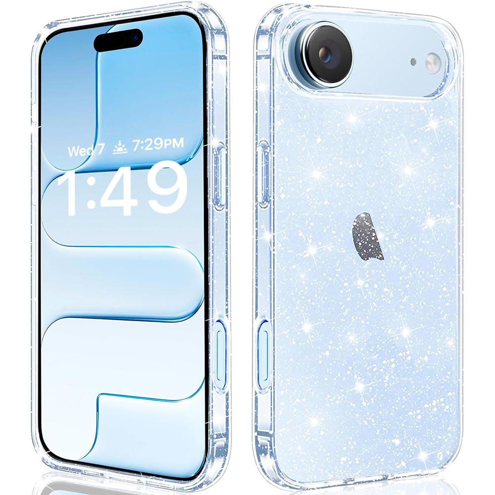 Clear Glitter Soft TPU Case For iPhone Air 17 Pro Max 16E 16 E 15 Plus 14 13 Mini 12 11 X XS XR SE 2022 2020 8 7 6 Women Girls Phone Cover Accessories