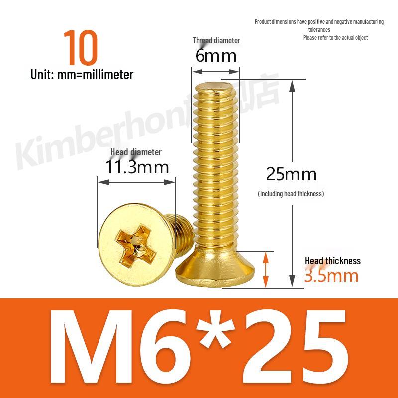 Машинные винты с потайной головкой под крестовый шлиц из меди, размеры M2–M4, длина 6/8/10/12 мм